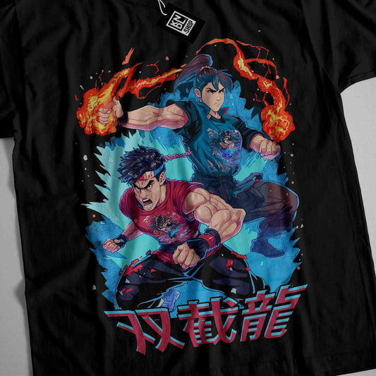 a t - shirt with an image of two men fighting