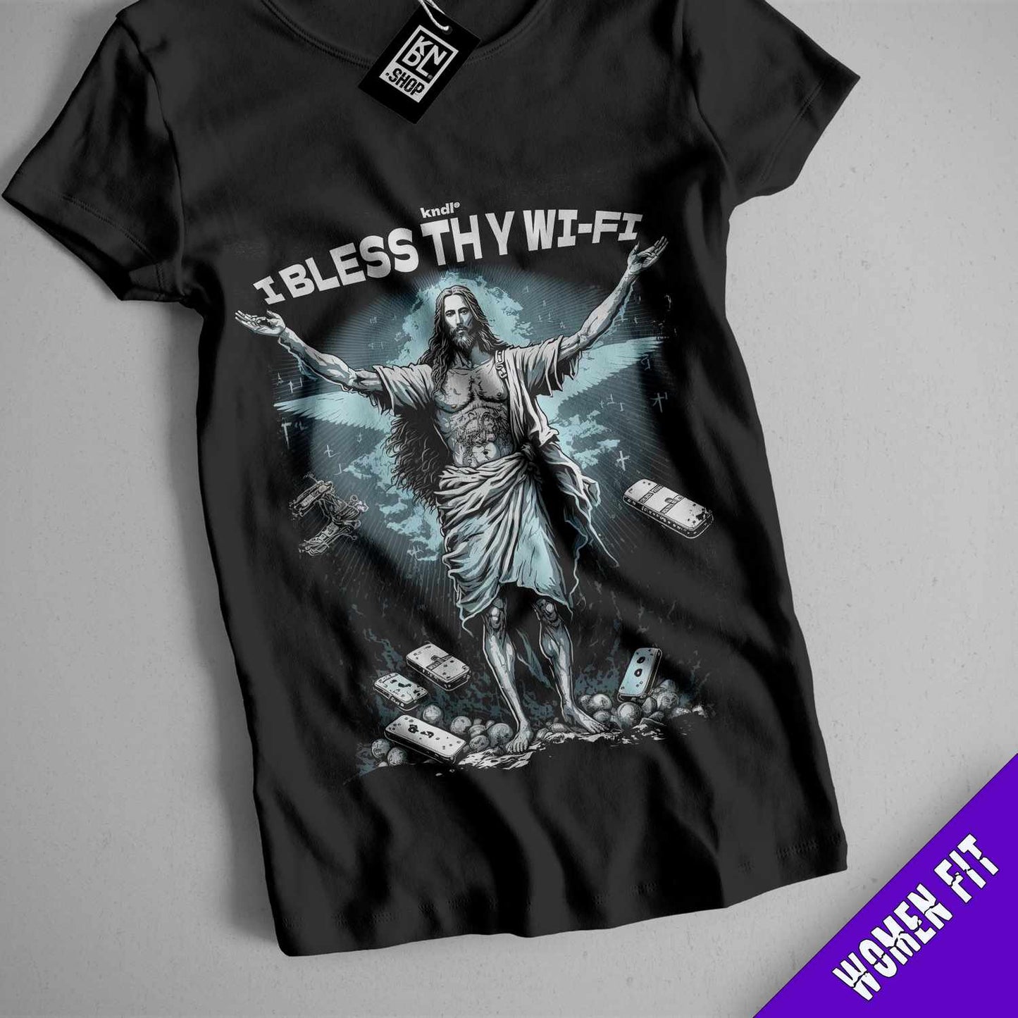 a t - shirt with a picture of jesus on it