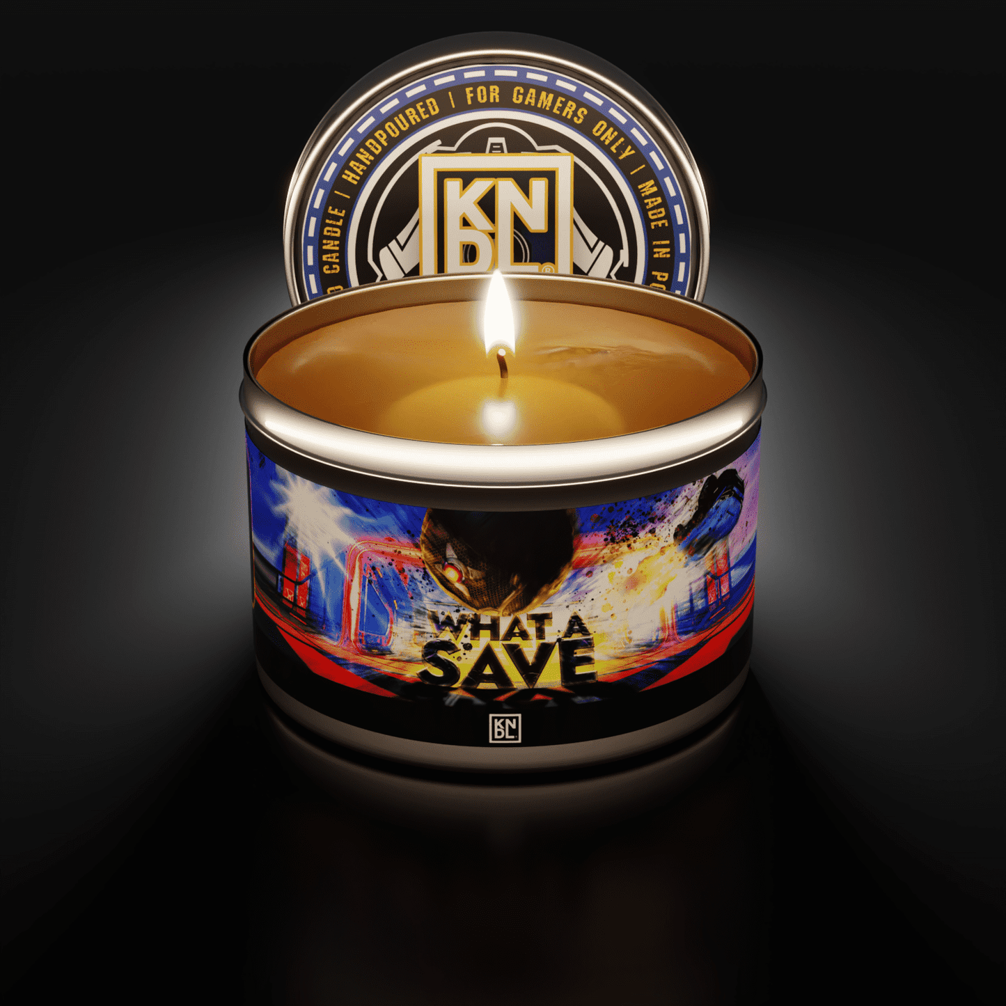 TIN NR 24 | WHAT A SAVE | ROCKET LEAGUE INSPIRED SCENTED CANDLE