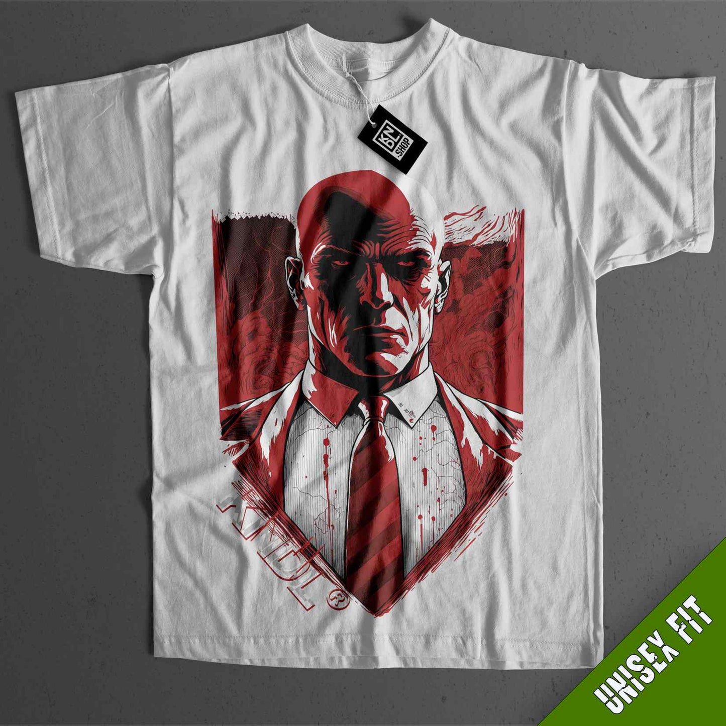 a t - shirt with a picture of a man in a tie