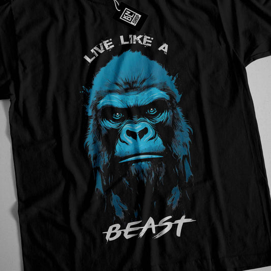 a black t - shirt with a gorilla face on it