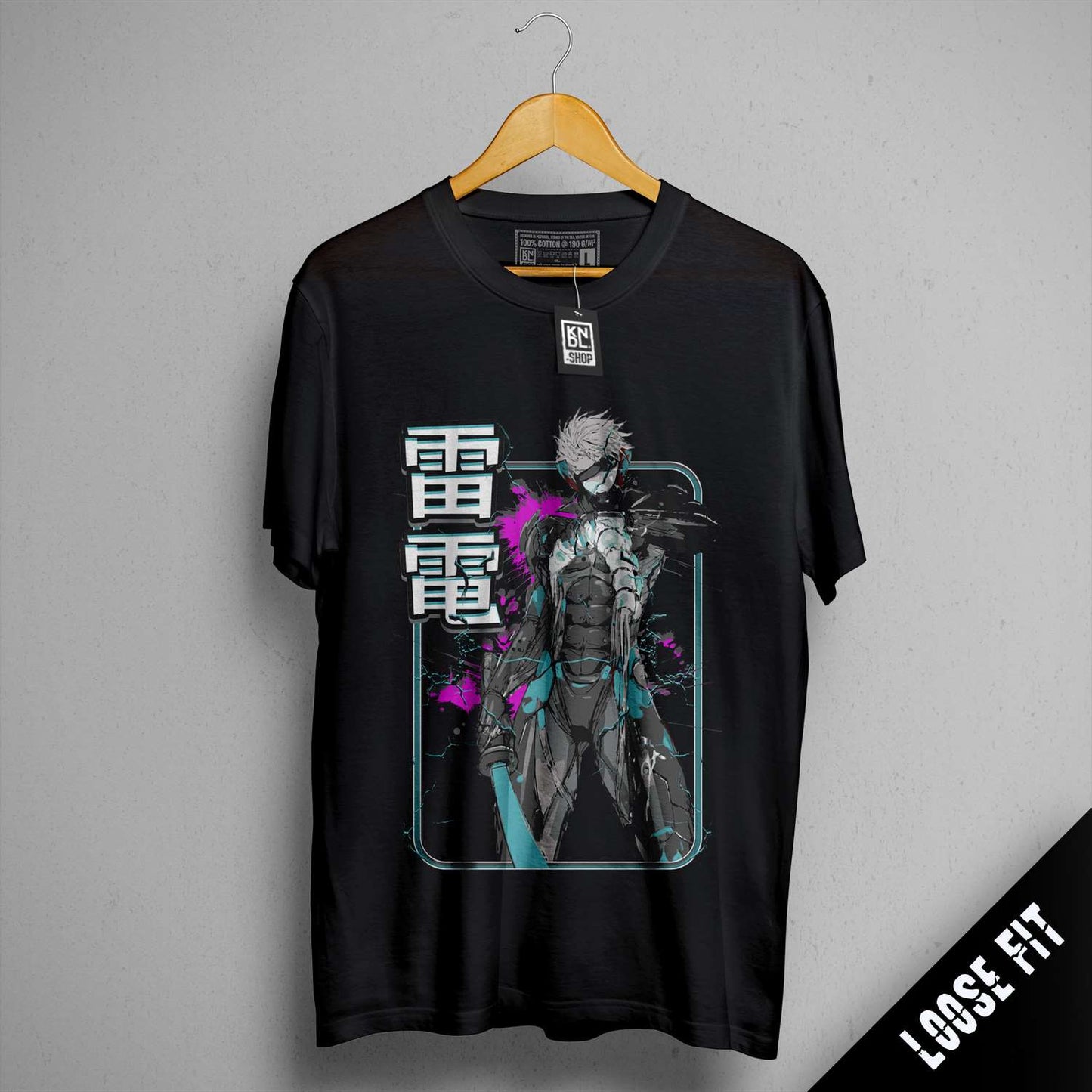 a black t - shirt with a picture of an anime character on it