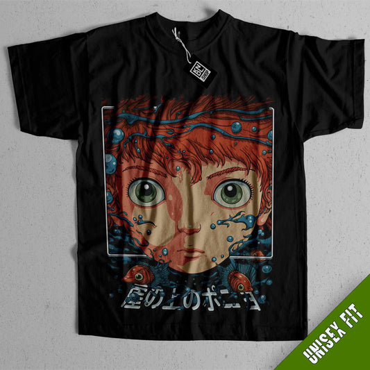 a black t - shirt with a picture of a girl's face on it