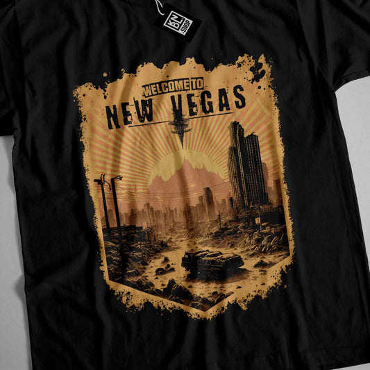 a black t - shirt with a picture of a city