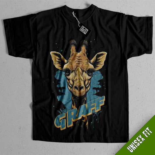 a black shirt with a giraffe on it