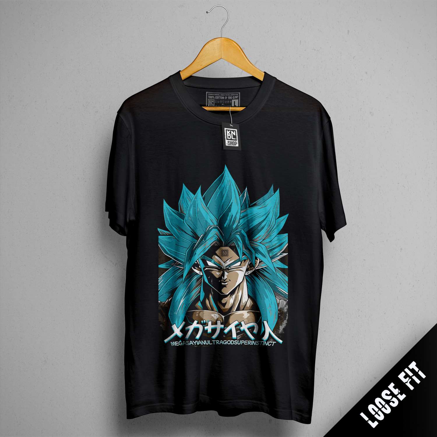 a black t - shirt with a picture of gohan on it