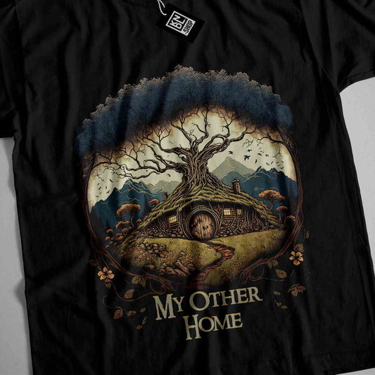 a t - shirt with a picture of a tree house on it