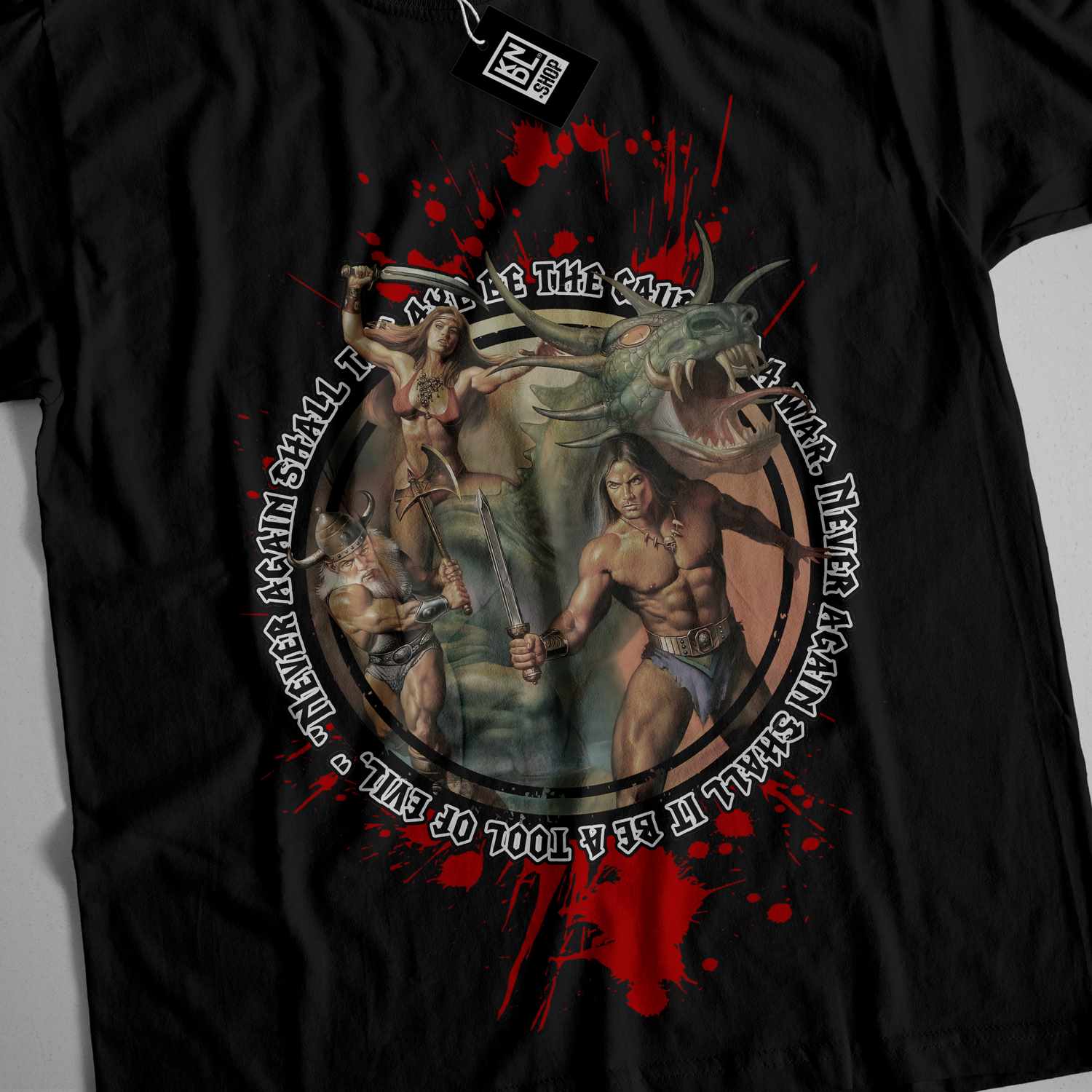 a t - shirt with a picture of two men fighting