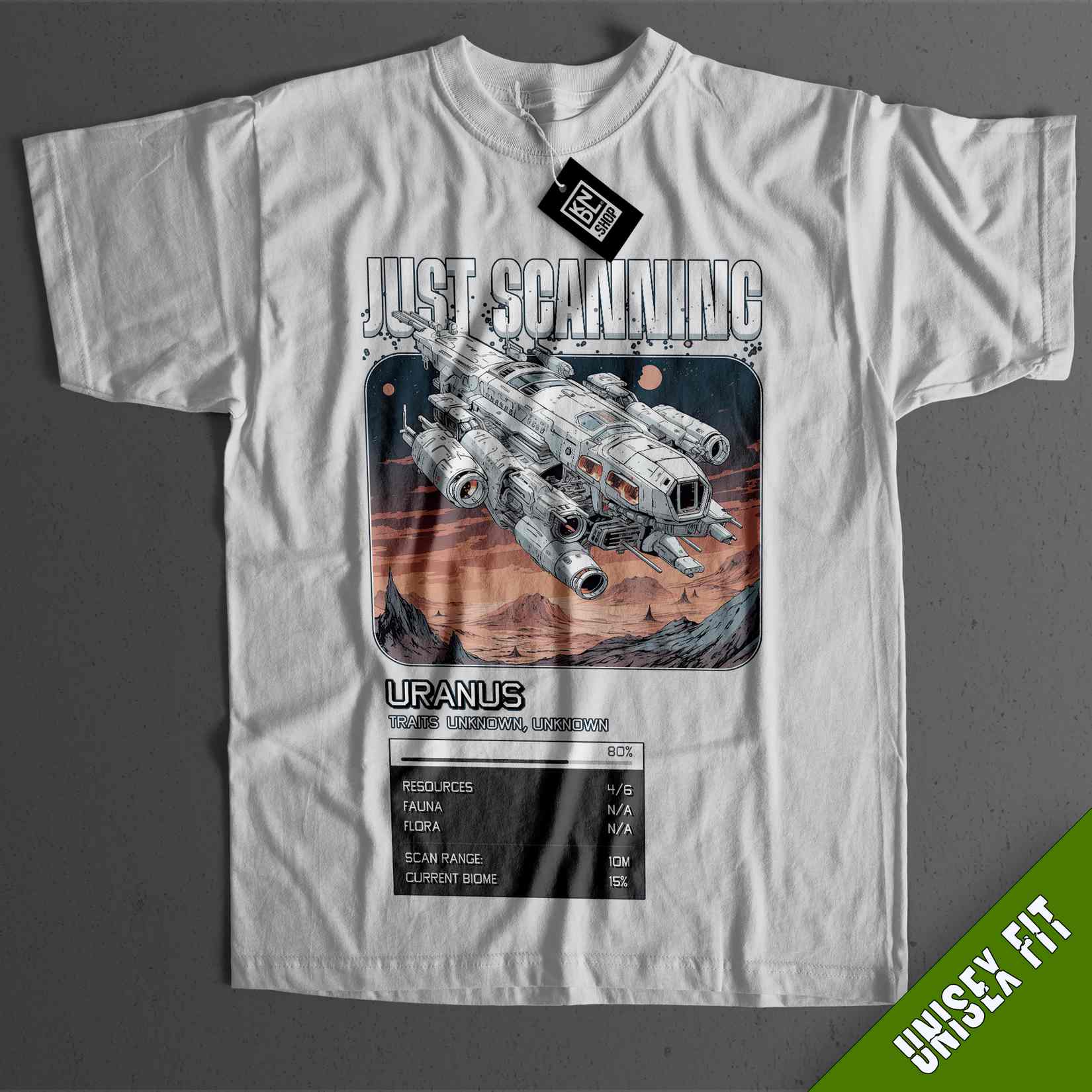 a white t - shirt with a space shuttle on it