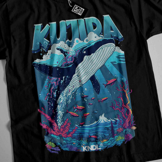 a t - shirt with a picture of a humpback whale in the ocean