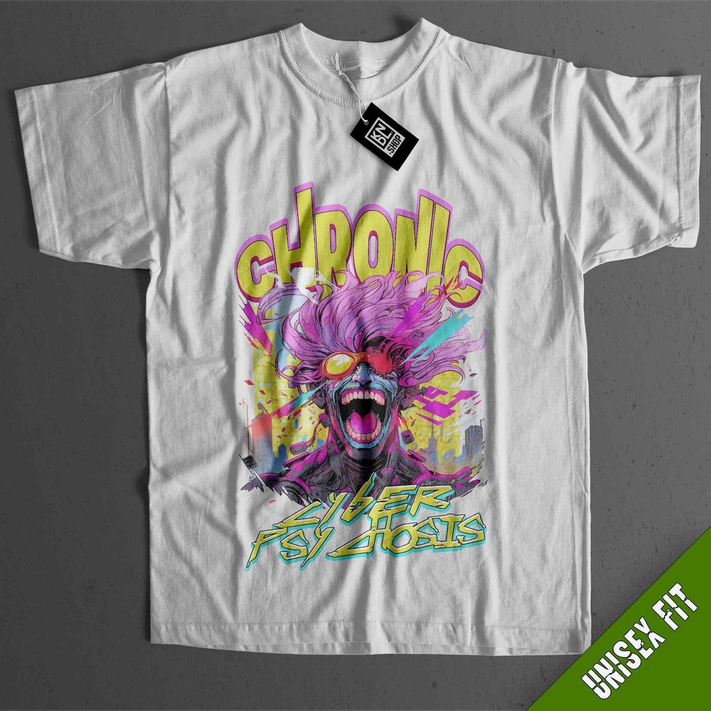 a white t - shirt with an image of a clown on it