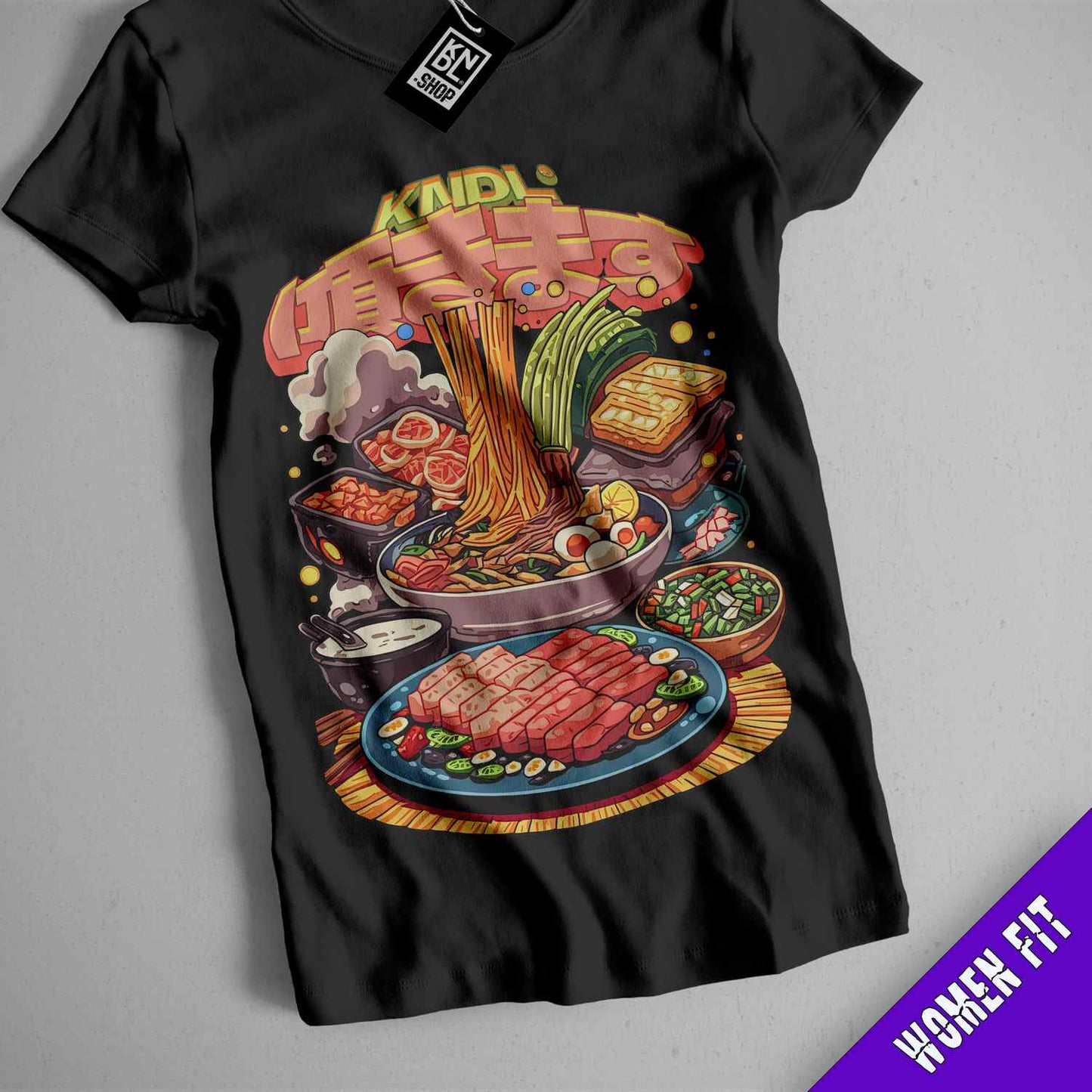 a t - shirt with a picture of food on it