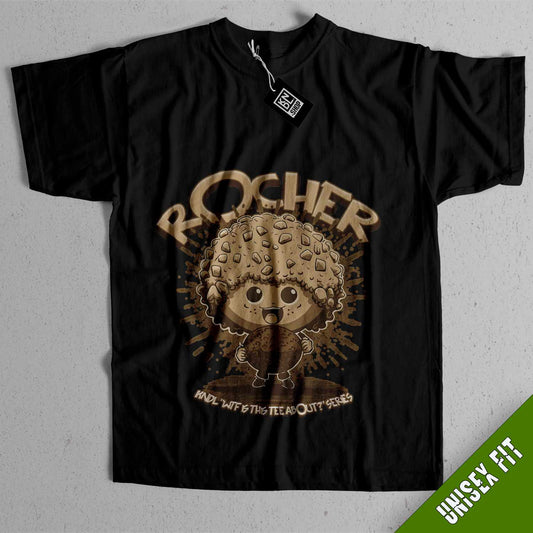 a black t - shirt with the words rocher on it