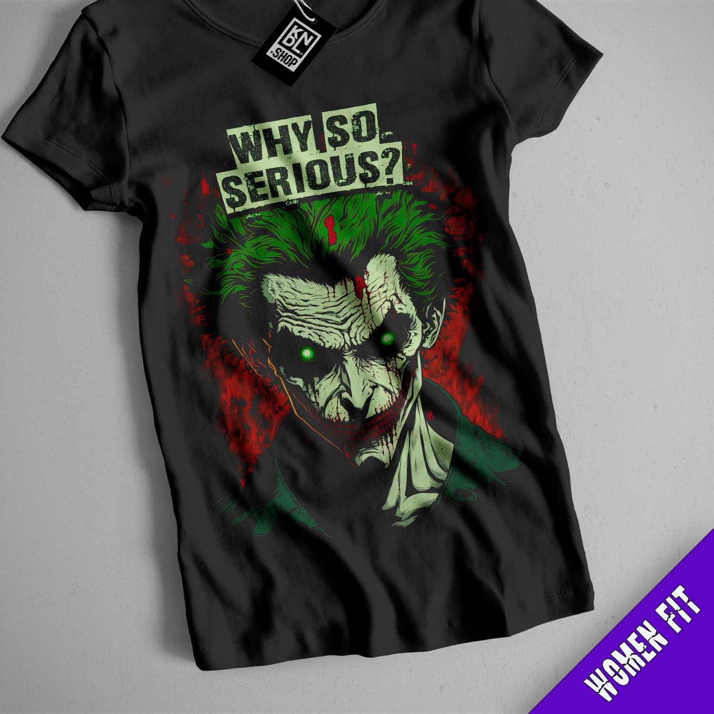 a black t - shirt with a picture of the joker on it