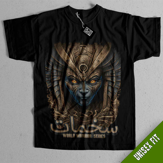 a black t - shirt with a picture of an egyptian god