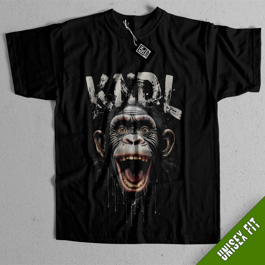 a black t - shirt with an image of a monkey on it