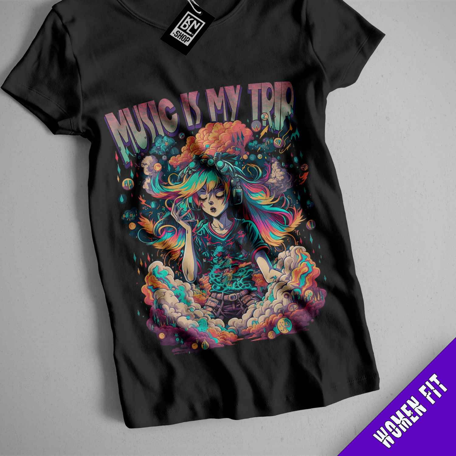 a black t - shirt with a picture of a mermaid on it