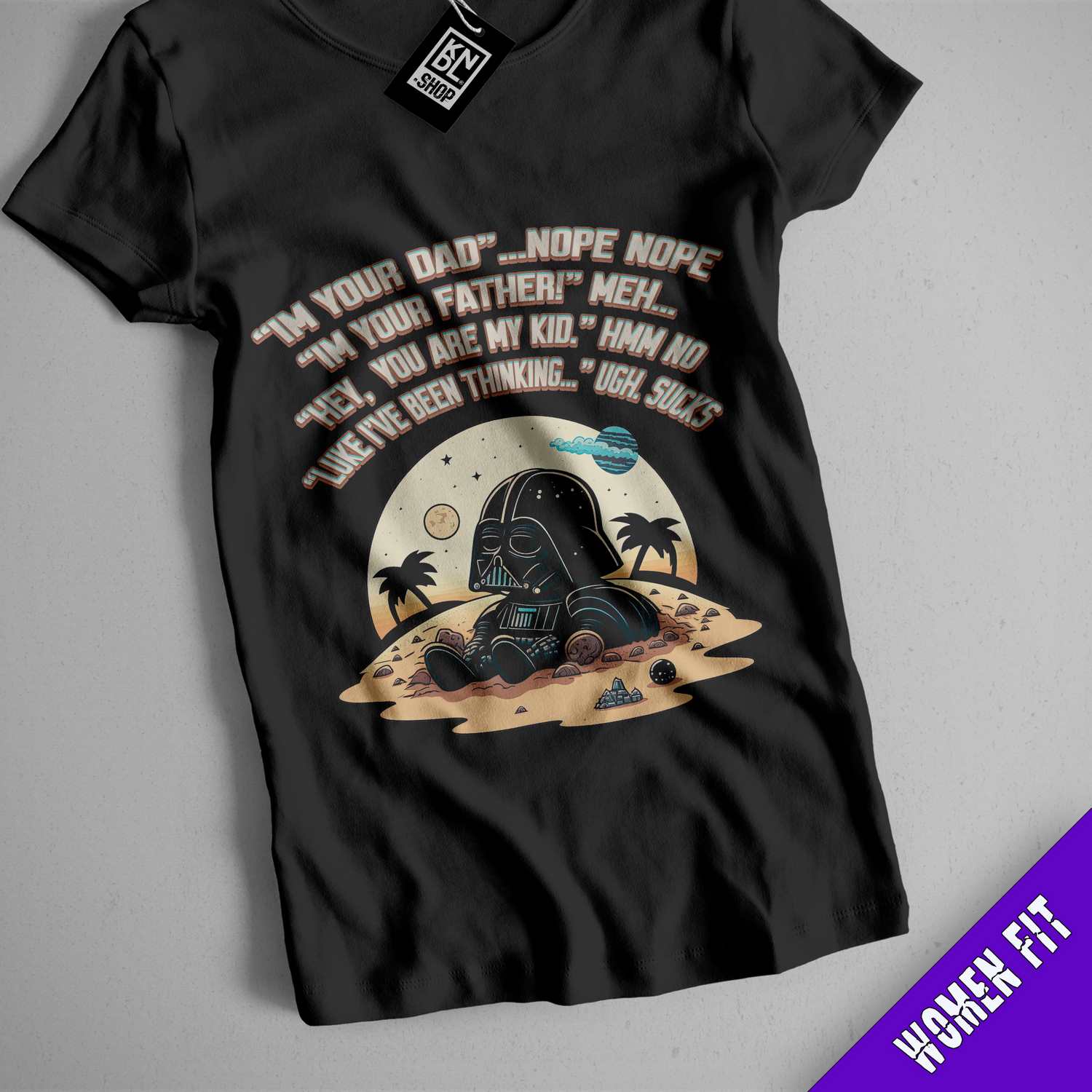 a star wars shirt with a darth vader quote