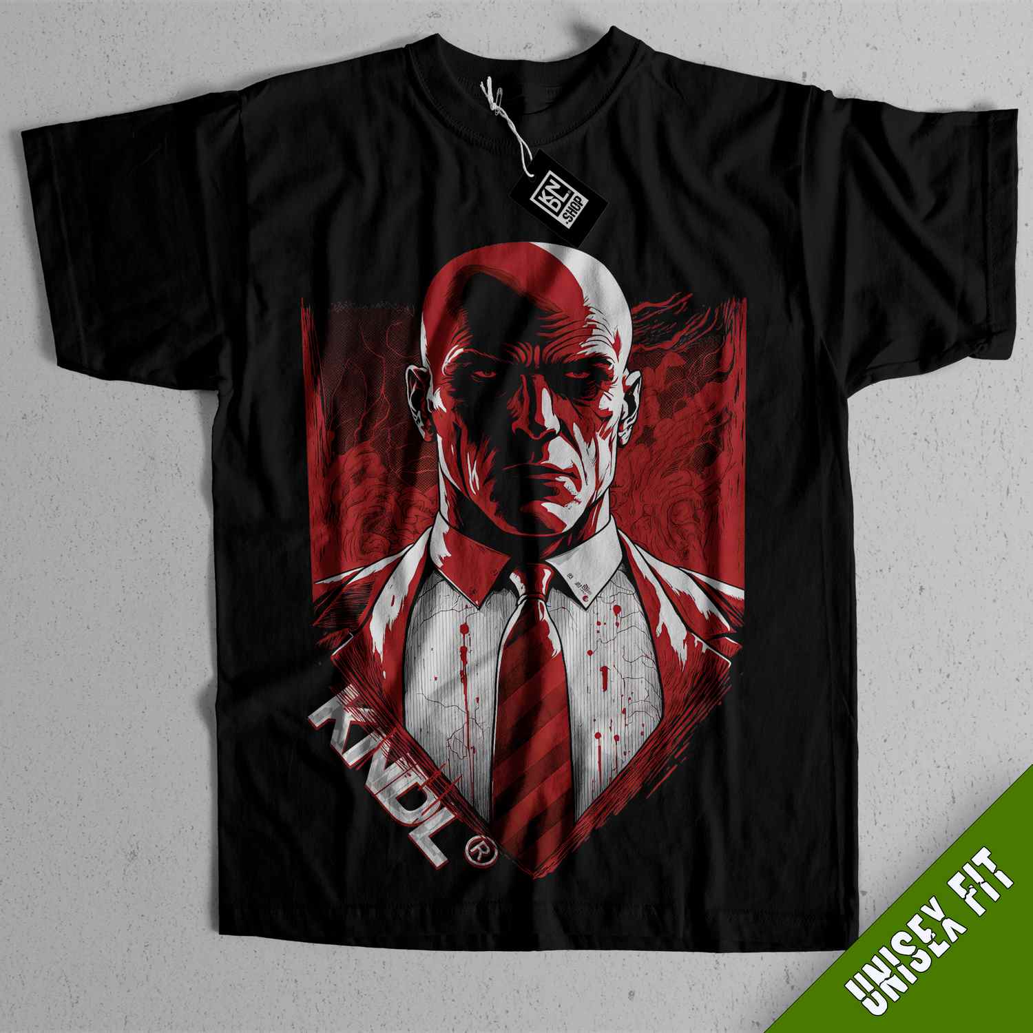 a t - shirt with a picture of a man wearing a tie